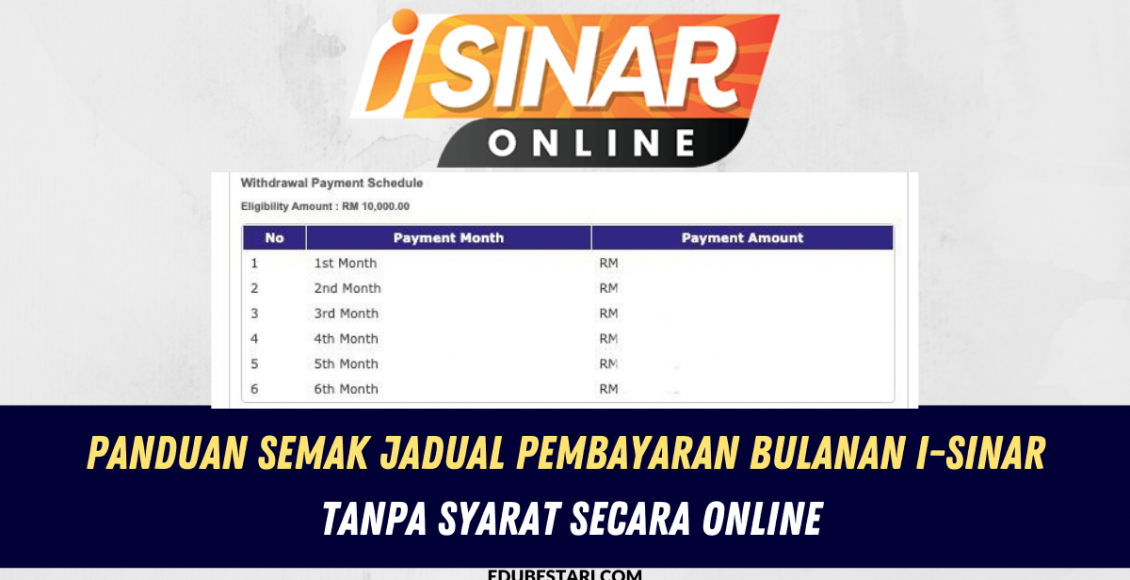 Panduan Semak Jadual Pembayaran Bulanan I-Sinar Tanpa Syarat Secara Online