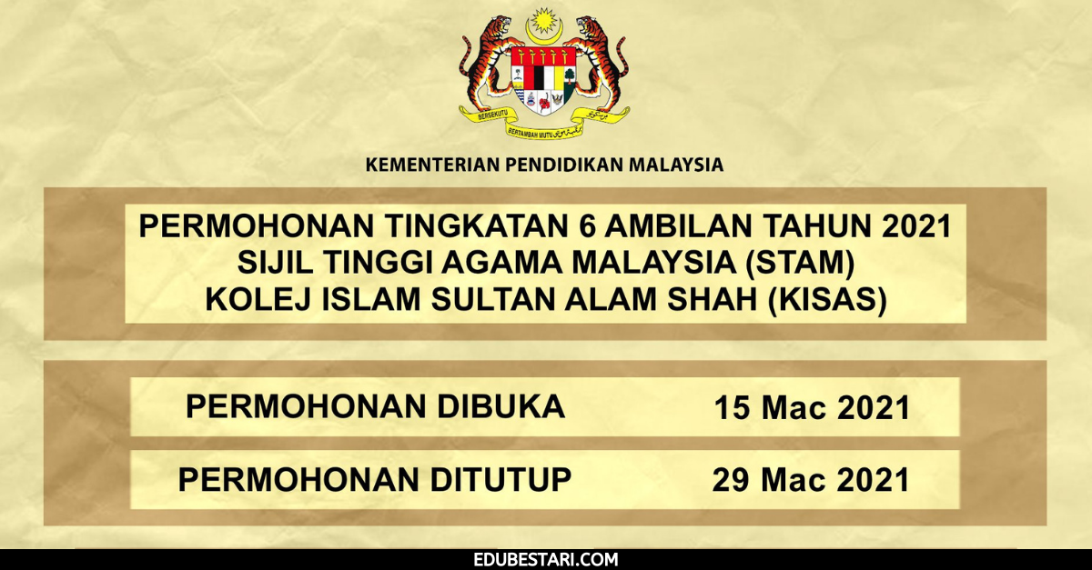 Permohonan Tingkatan 6 Sijil Tinggi Agama Malaysia (STAM ...