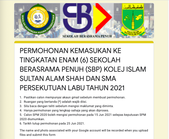 Permohonan Tingkatan 6 Sekolah Berasrama Penuh Kisas Sma Labu Kini Dibuka Edu Bestari