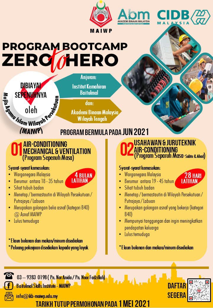 Daftar Program Bootcamp Zero To Hero Tajaan MAIWP. Elaun & Peluang Kerja Disediakan