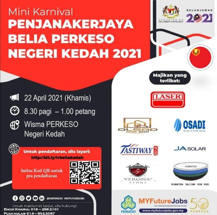 Mini Karnival Penjanakerjaya Belia 2021 PERKESO Kedah. Daftar Sekarang