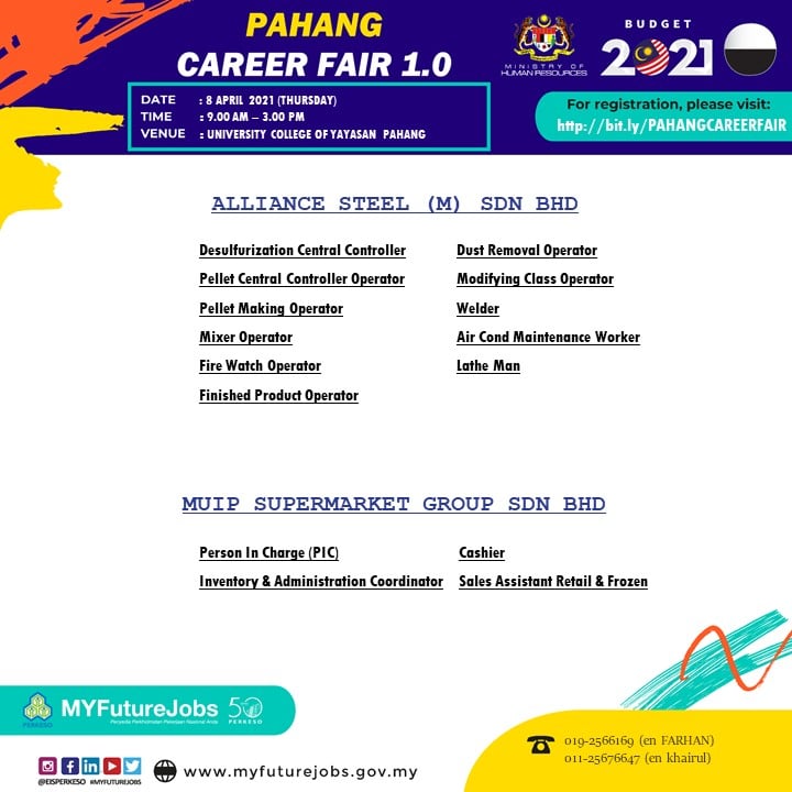 Pahang Career Fair 1.0: Daftar Temu Duga Terbuka PERKESO Pahang