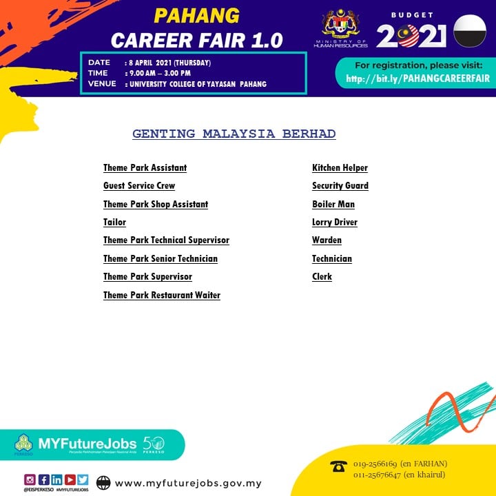 Pahang Career Fair 1.0: Daftar Temu Duga Terbuka PERKESO Pahang