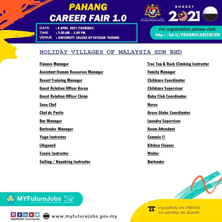 Pahang Career Fair 1.0: Daftar Temu Duga Terbuka PERKESO Pahang