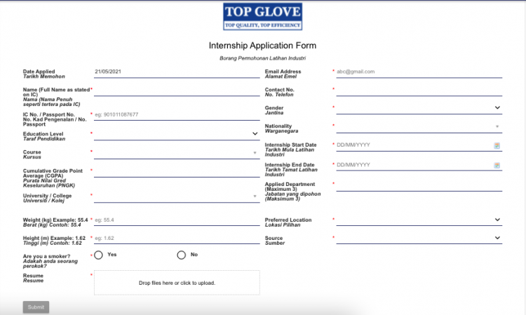Peluang Latihan Industri Di Top Glove. Elaun Bulanan & Pelbagai Kemudahan Disediakan