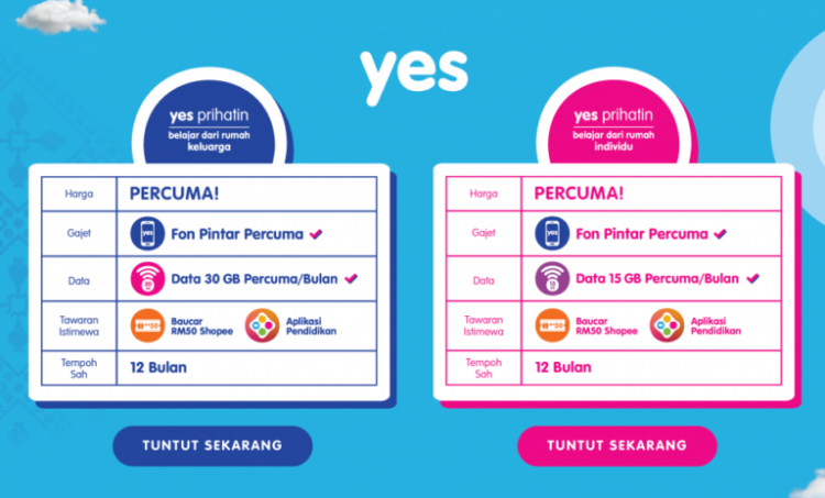 Cara Tuntut Telefon Pintar & Data Percuma YES Khas Untuk Golongan B40