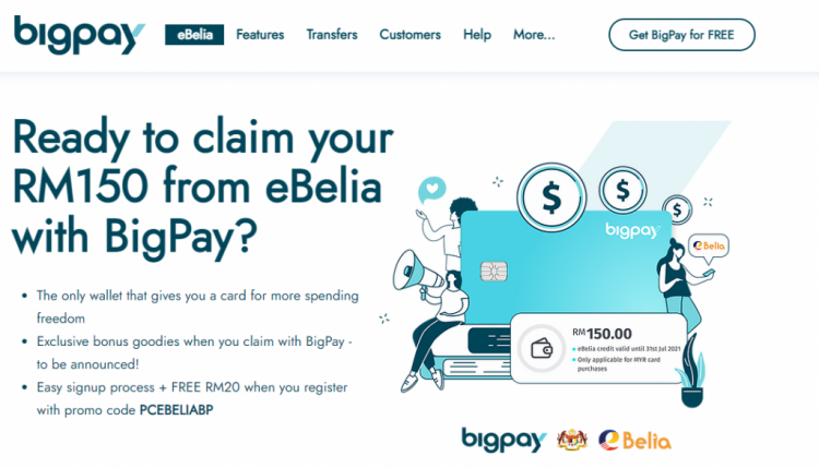 Panduan Daftar & Tuntut Kredit eBelia RM150 Guna Boost, TnG, ShopeePay dan BigPay