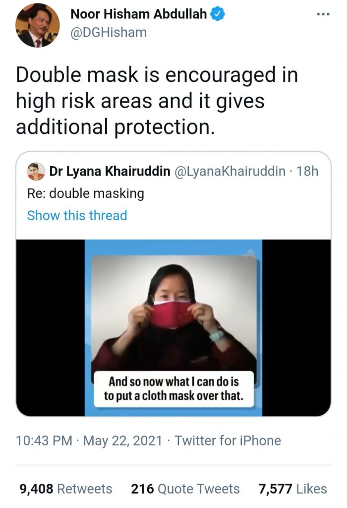Pemakaian "Double Mask" Lebih Berkesan Elak Virus, Ini Cara Pemakaian Yang Betul