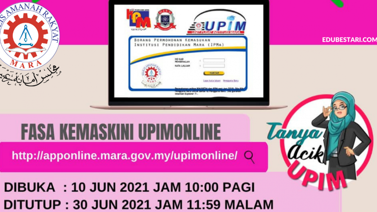 Fasa Kemaskini UPIMOnline Kemasukan Ke Program MARA 