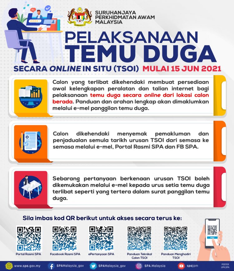 Panduan Temuduga SPA Secara Online In Situ (TSOI) Mulai 15 Jun 2021