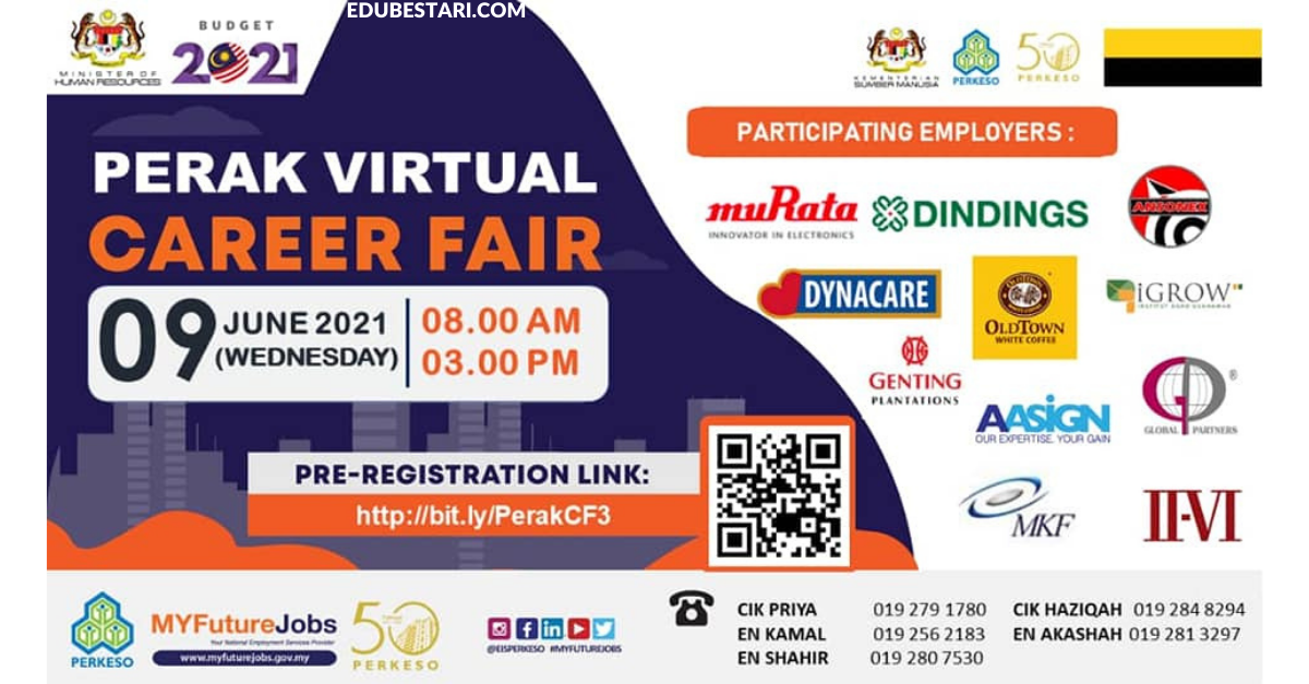 Perak Virtual Career Fair 3.0 Anjuran PERKESO. Daftar Temuduga Online ...