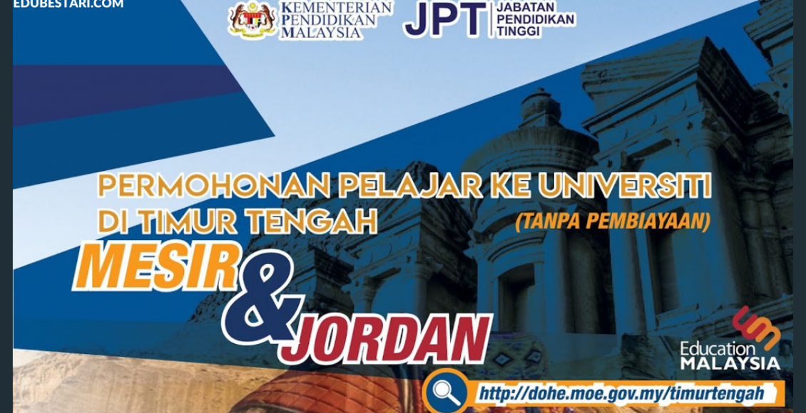 Permohonan Melanjutkan Pengajian Ke Timur Tengah (Mesir & Jordan) 2021/2022 Dibuka