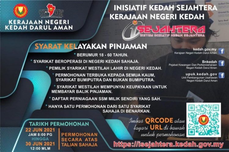 Permohonan Skim Pinjaman Mikro Kredit Sejahtera Covid-19 RM5,000 Negeri Kedah Kini Dibuka