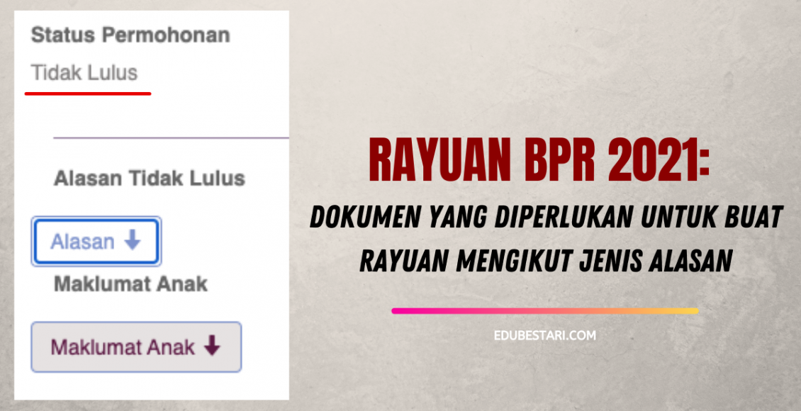 Rayuan BPR 2021: Dokumen Yang Diperlukan Untuk Buat Rayuan Mengikut Jenis Alasan