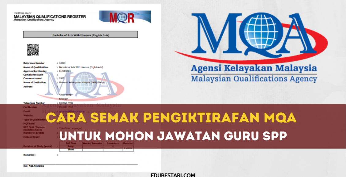 Cara Semak Pengiktirafan MQA Untuk Mohon Jawatan Guru SPP