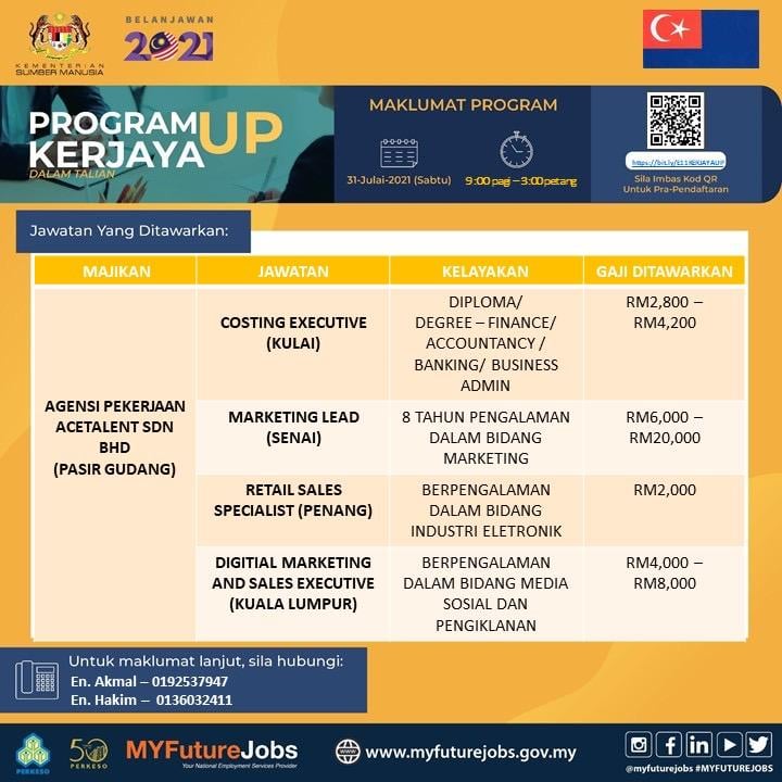 Daftar Karnival Kerjaya Up (Miskin Bandar) 2021. Temuduga Online Pelbagai Jawatan Ditawarkan