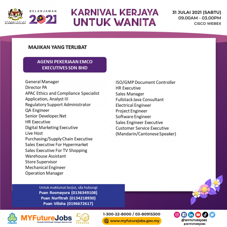 Daftar Karnival Kerjaya Wanita 2021 Anjuran PERKESO & Terima RM1,000 Insentif Mobiliti. Pelbagai Jawatan Ditawarkan