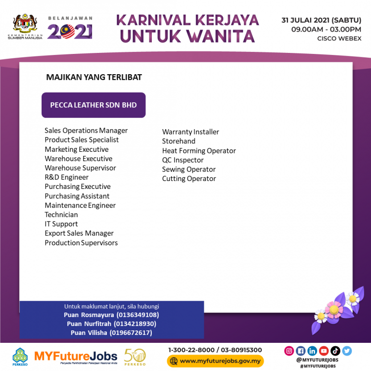 Daftar Karnival Kerjaya Wanita 2021 Anjuran PERKESO & Terima RM1,000 Insentif Mobiliti. Pelbagai Jawatan Ditawarkan