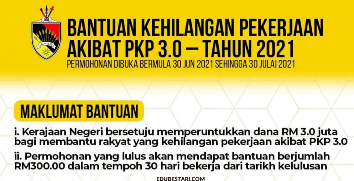 Permohonan Bantuan Kehilangan Pekerjaan (BKP) N.9 RM300 Kini Dibuka