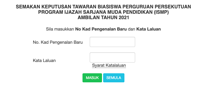 Semakan Keputusan Biasiswa Perguruan Persekutuan Ijazah Sarjana Muda ...