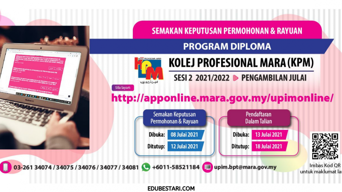 Semakan Keputusan Kemasukan Ke Program Diploma Asasi Kolej Profesional Mara Kpm 2021 Edu Bestari