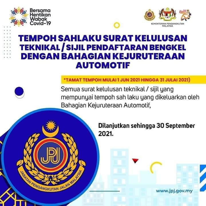 Senarai Pelanjutkan Khas Urusniaga JPJ Bagi Yang Terkesan Dalam Tempoh PKP 3.0