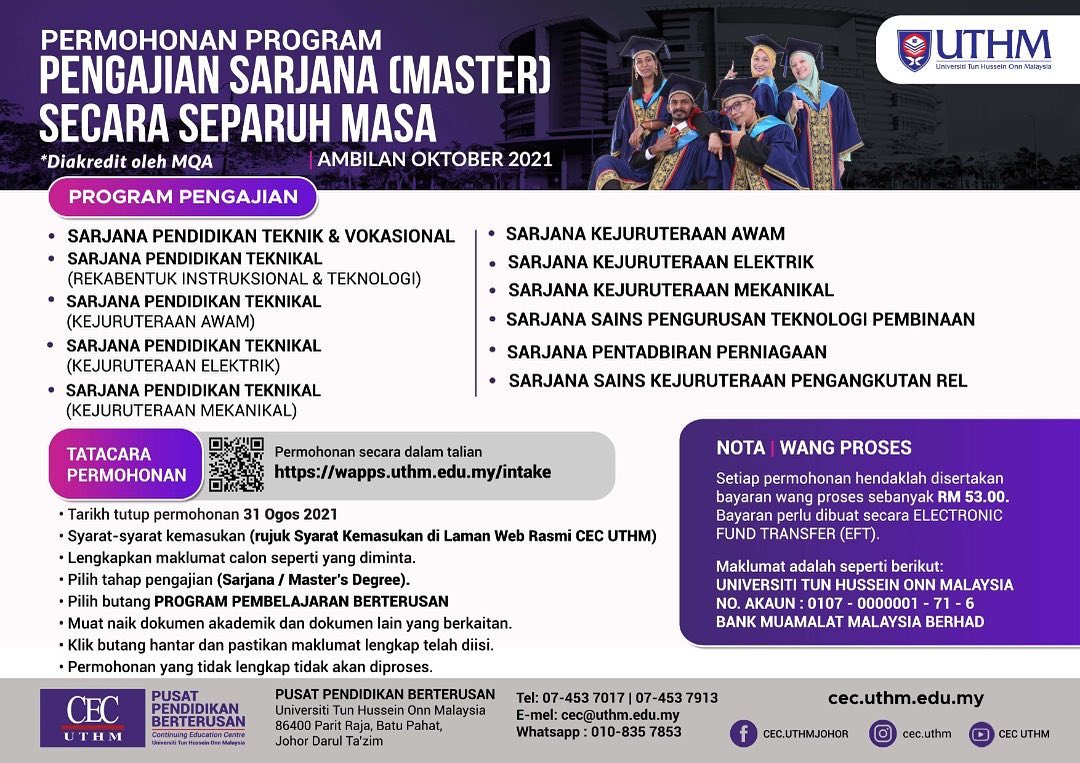 Permohonan Program Pengajian Sarjana (Master) Separuh Masa UTHM Edu