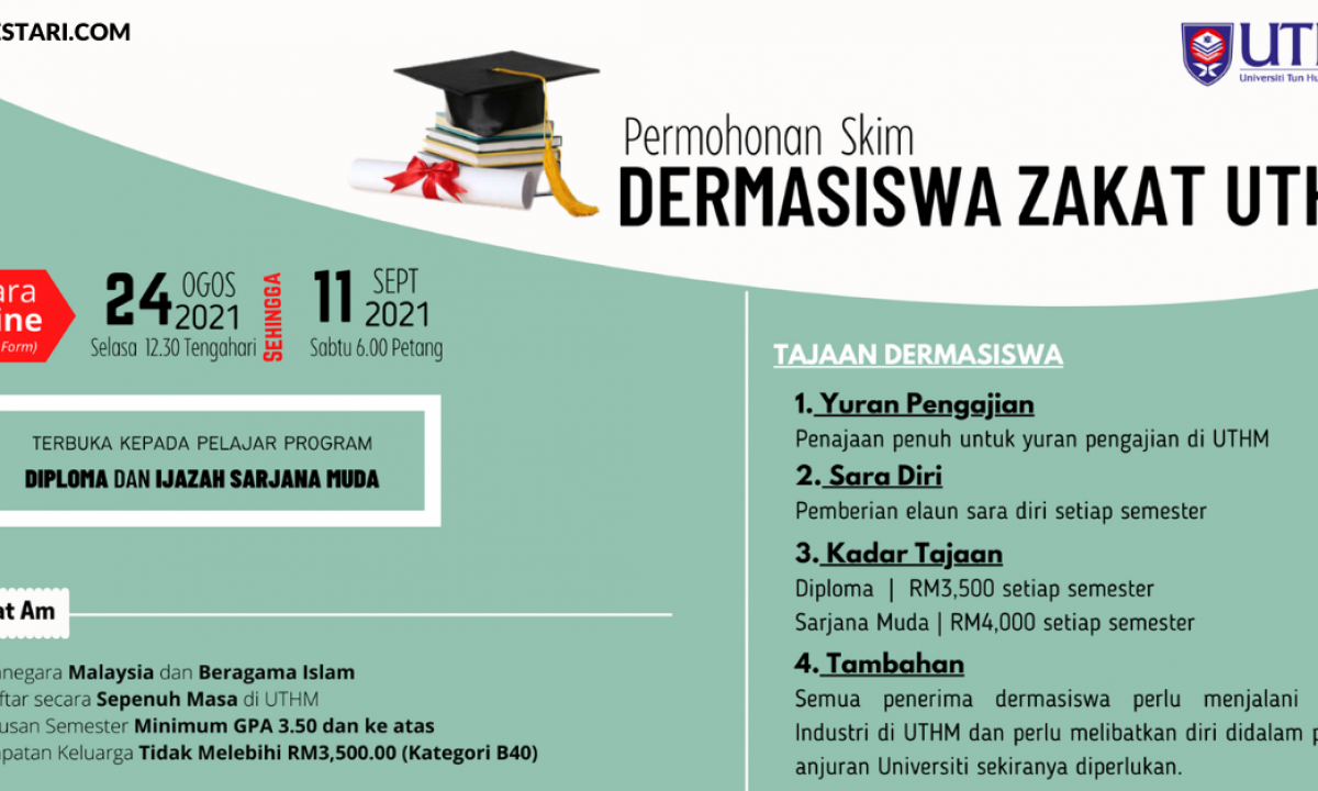 Permohonan Skim Dermasiswa Zakat Uthm Sehingga Rm4 000 Setiap Sem Kini Dibuka Edu Bestari