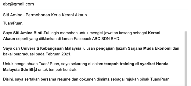 Format Email Yang Betul & Step By Step Mohon Kerja Melalui Email ...