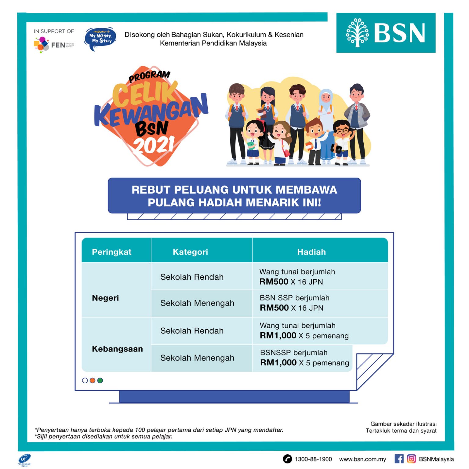 Program Celik Kewangan BSN: Cara Menangi RM1,000 Buat Pelajar Sekolah ...