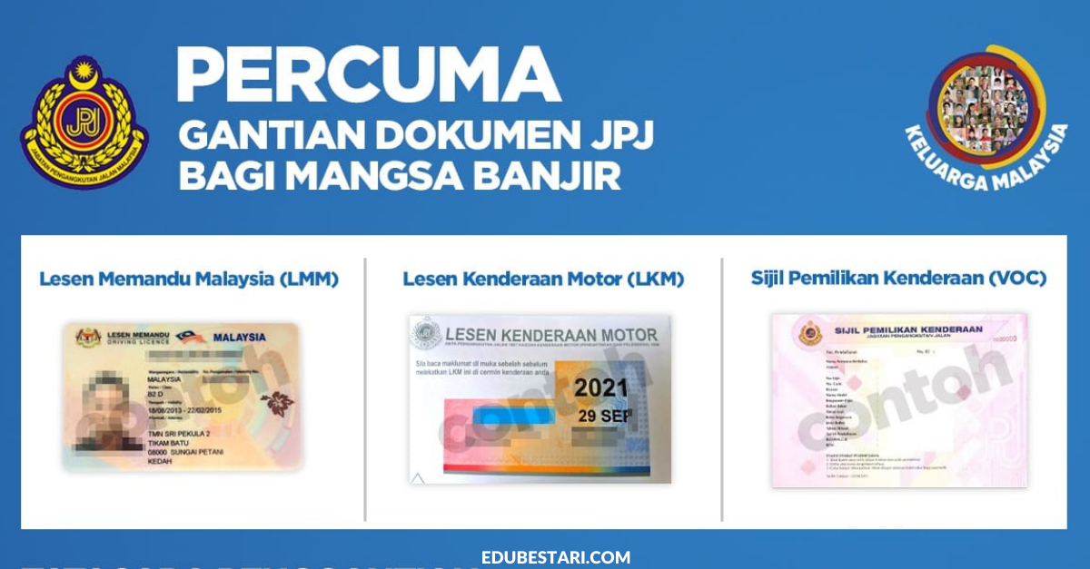 Cara Mohon Gantian Lesen, Roadtax & Geran Kenderaan Percuma Yang Rosak/ Hilang Akibat Banjir