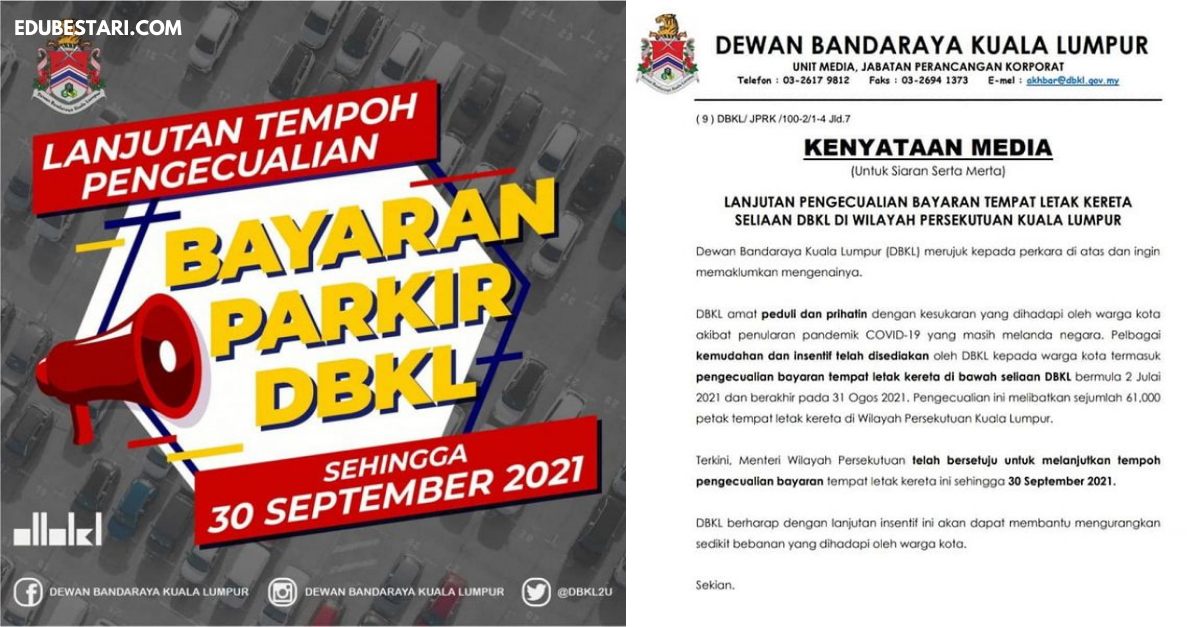 Pengecualian Bayaran Parking Kereta Kawasan DBKL Seluruh WPKL 