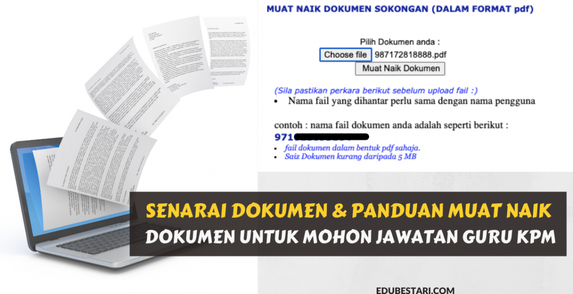 Senarai Dokumen & Panduan Muat Naik Dokumen Untuk Mohon Jawatan Guru KPM