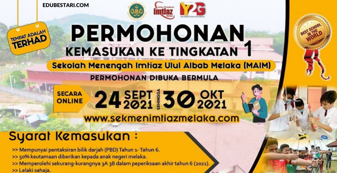 Permohonan Kemasukan Ke Tingkatan 1 Sekolah Menengah Imtiaz Ulu Albab Melaka (MAIM)