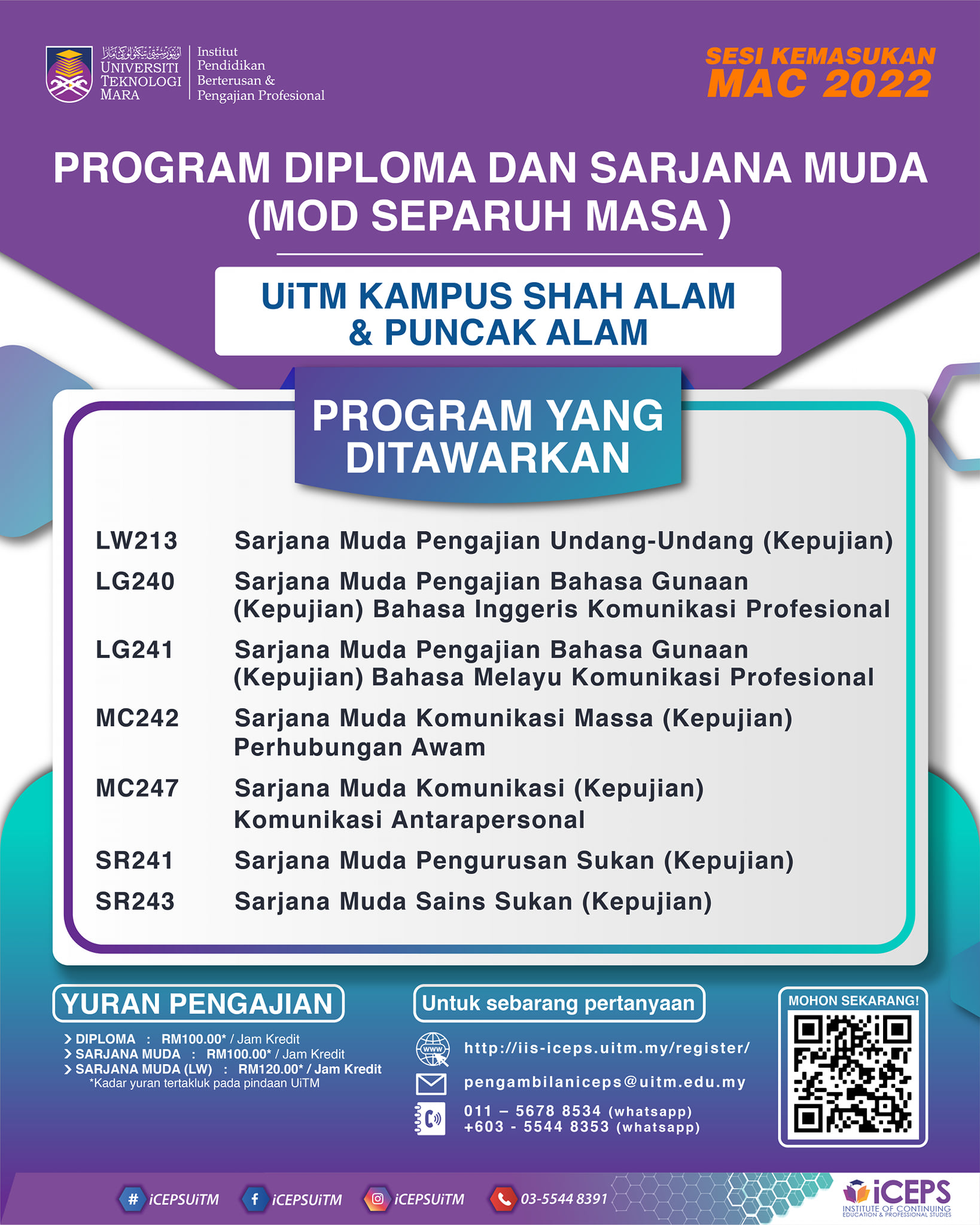 Tawaran Kemasukan Program Diploma/ Sarjana Muda Separuh Masa UiTM ...