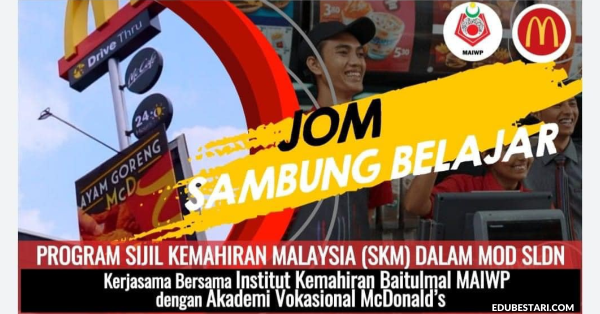 Tawaran Program Sijil Kemahiran Malaysia (SKM) McDonaldu0027s. Ditaja 