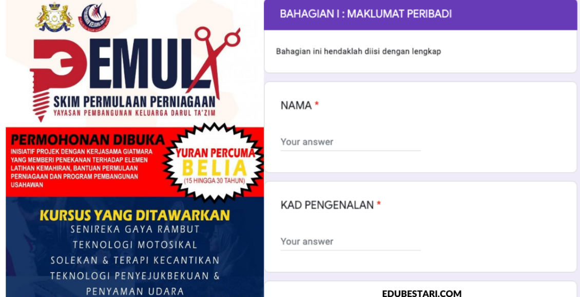 PEMULA: Daftar Skim Permulaan Perniagaan Percuma Buat Belia. Elaun RM200 & Bantuan Peralatan Diberi