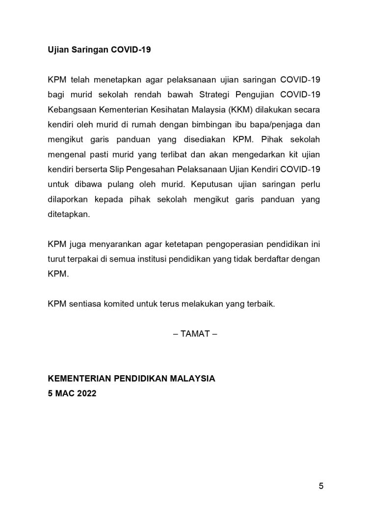 [Terkini] Tarikh Rasmi Buka Sekolah Sesi 2022/2023 & Senarai Murid Terlibat Penggiliran/ PdPR 