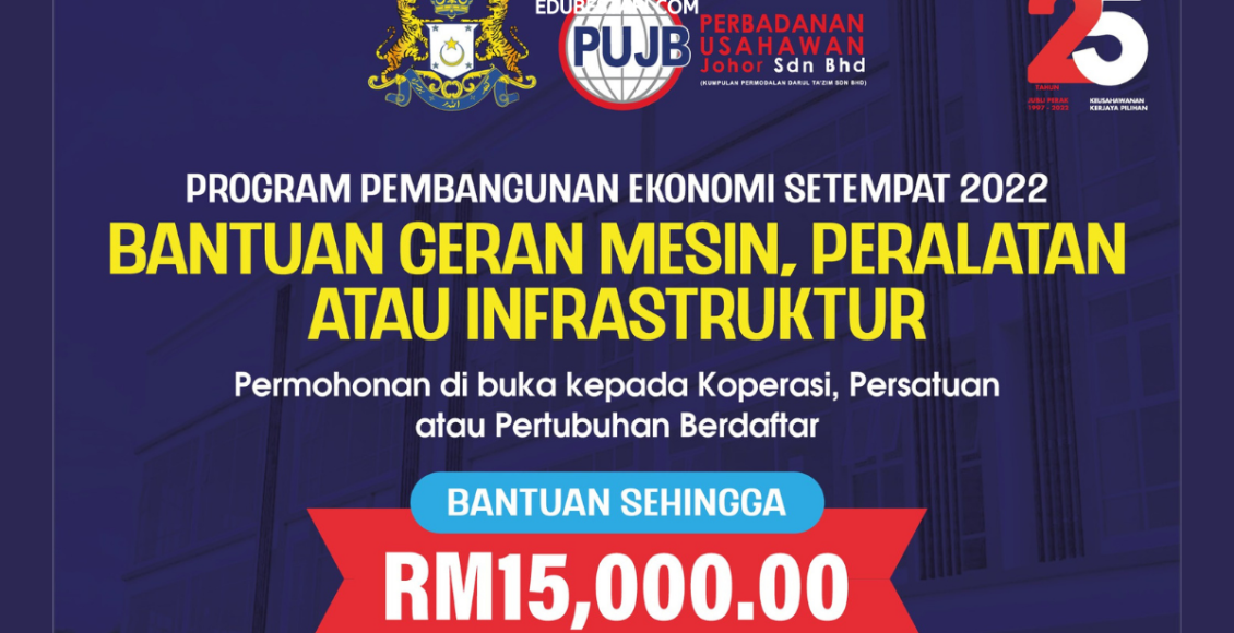 Tawaran Bantuan Geran Mesin, Peralatan Atau Infrastruktur Sehingga RM15,000