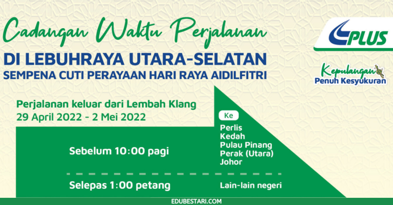 Cadangan Waktu Perjalanan Sempena Hari Raya Aidilfitri Untuk Elak Kesesakan Lebuh Raya