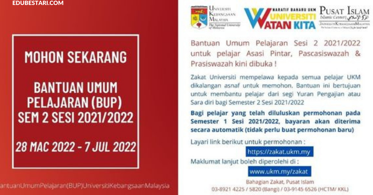 Tawaran Bantuan Umum Pelajaran (BUP) Terbuka Buat Pelajar Asasi