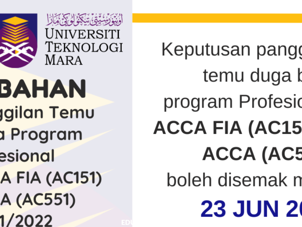 Semakan Temuduga Bagi Program Profesional Acca Fia Acca Uitm Edu Bestari