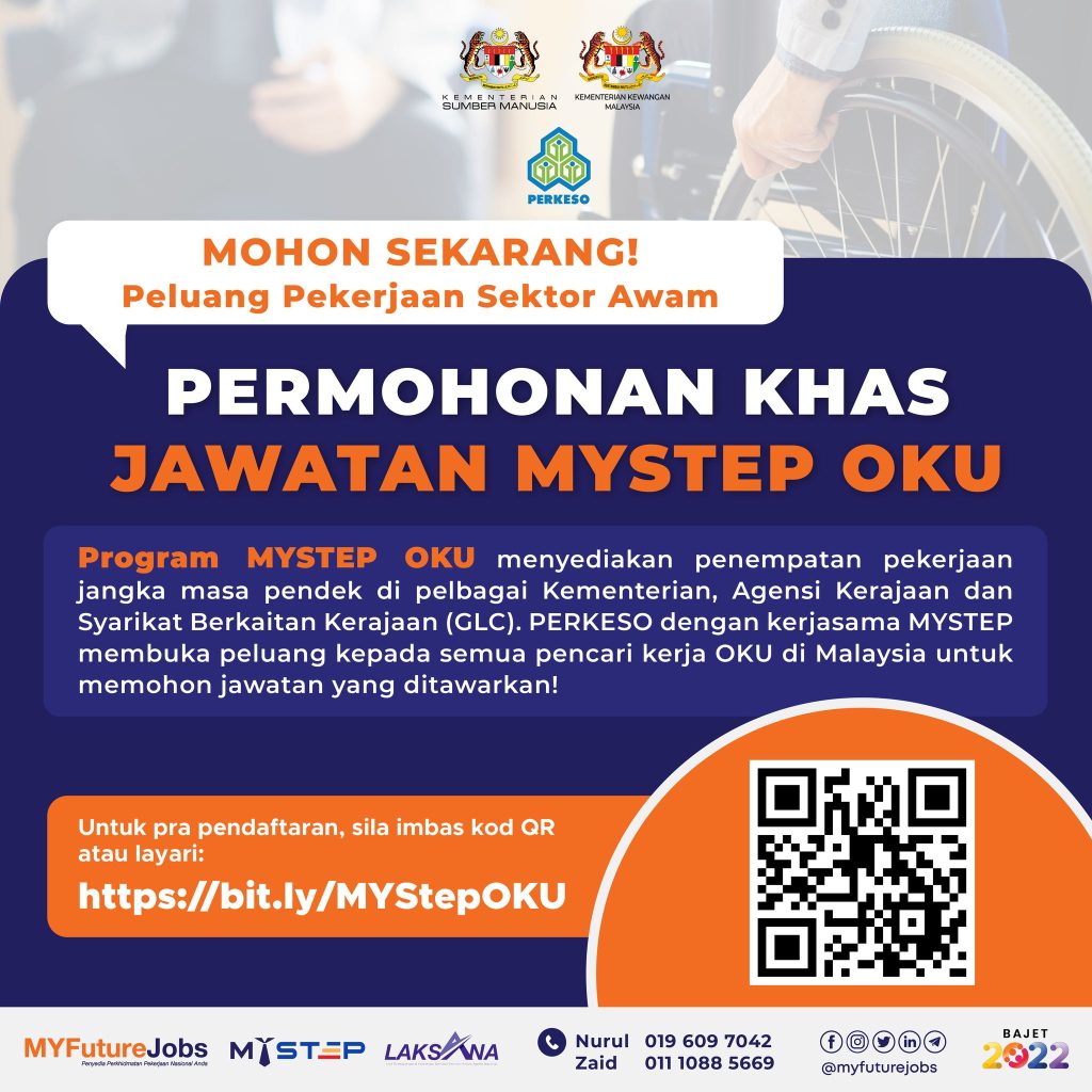 Permohonan Khas Jawatan MySTEP Di Pelbagai Kementerian Buat OKU Dibuka ...