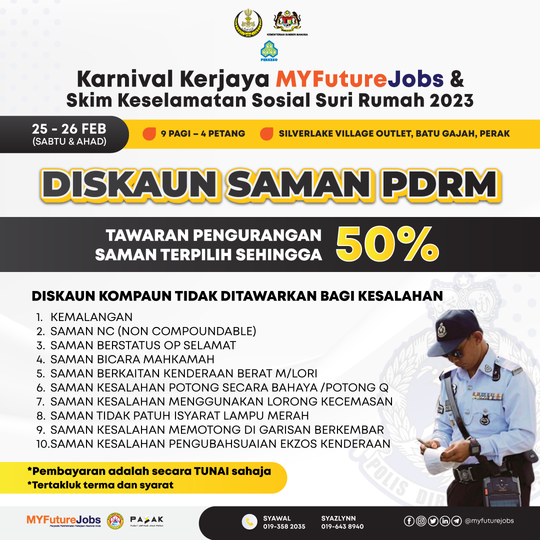 Tawaran Diskaun Saman PDRM Sehingga 50% Pada 25 & 26 Februari 2023 ...