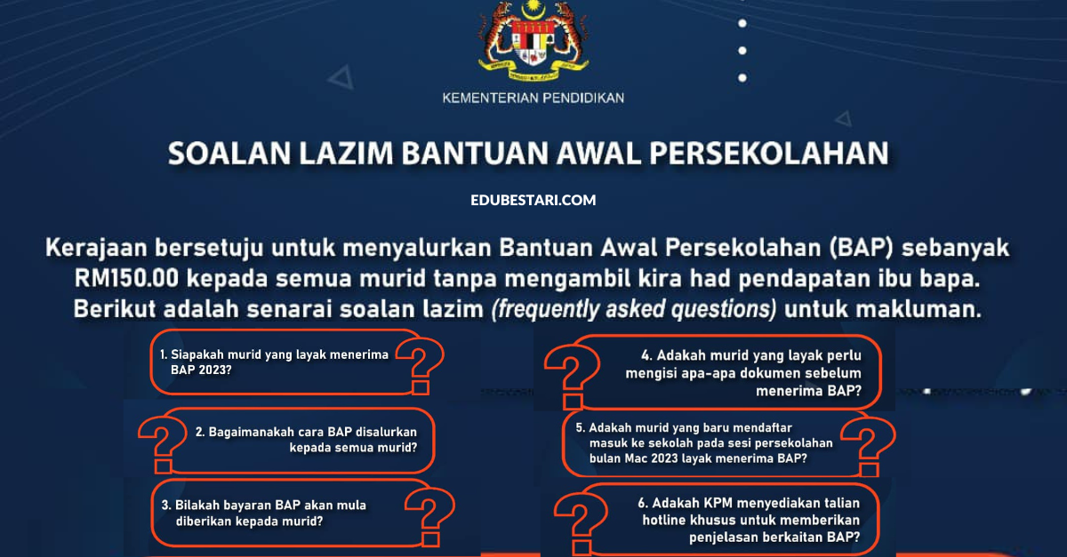 6 Soalan Lazim Bantuan Awal Persekolahan (BAP) 2023  Edu Bestari