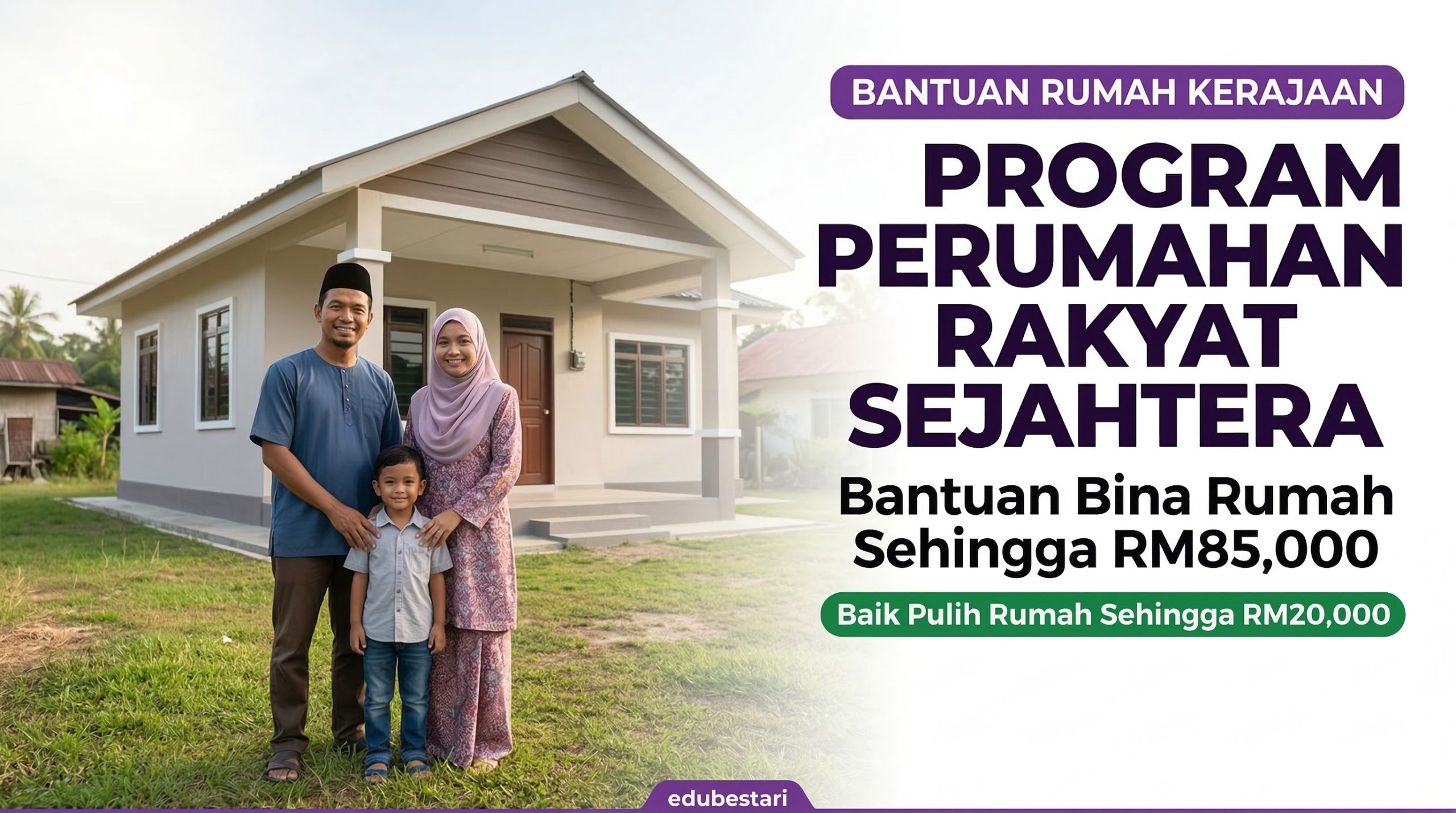 Program Perumahan Rakyat Sejahtera (PPRS): Bantuan Bina Rumah Sehingga RM85,000 Untuk Golongan Miskin Luar Bandar
