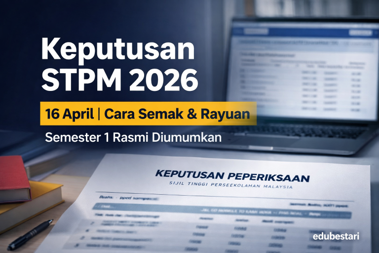 Keputusan STPM Semester 1 2026 Diumumkan 16 April: Ini Cara Semak & Rayuan Semula