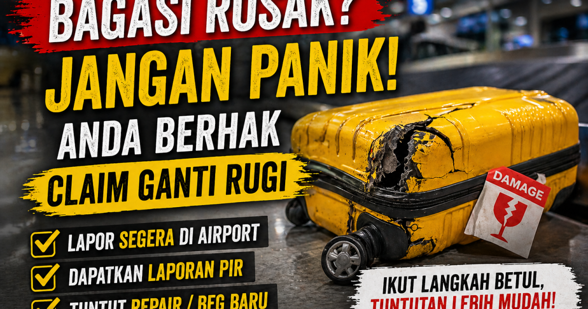 Bagasi Rosak Selepas Flight? Ini Cara Claim Ganti Rugi Di Airport (Panduan Lengkap 2026)