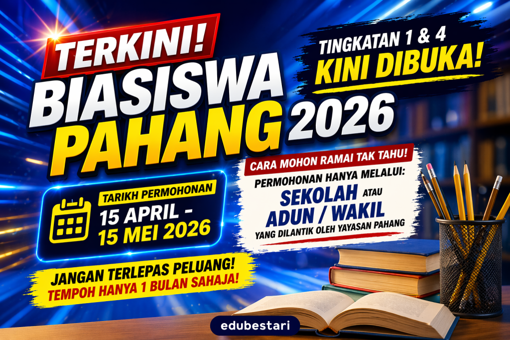 Biasiswa Pahang 2026 Kini Dibuka: Pelajar Tingkatan 1 & 4 Layak Mohon (Cara Permohonan Ramai Tak Tahu)