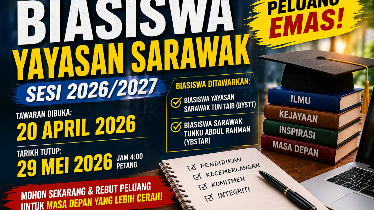 Biasiswa Yayasan Sarawak 2026/2027 Dibuka: Cara Mohon, Syarat & Tarikh Penting